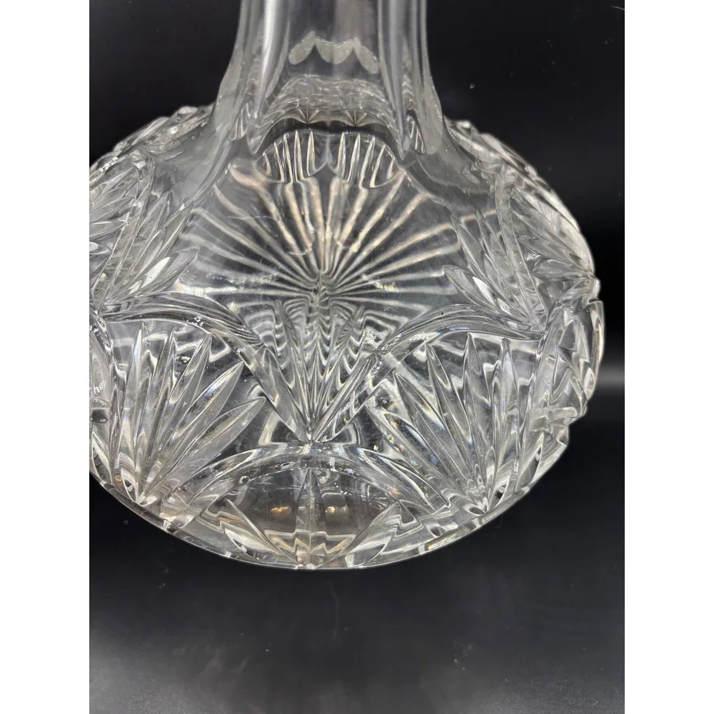 Vintage Glass Ships Decanter‎ with Faceted Ball Stopper 11 Inch Clear Glass